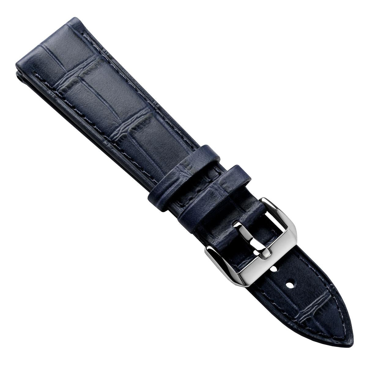 Louvain Croc Strap en Cuir Artisanale - Bleu Foncé, Élégance et Durabilité