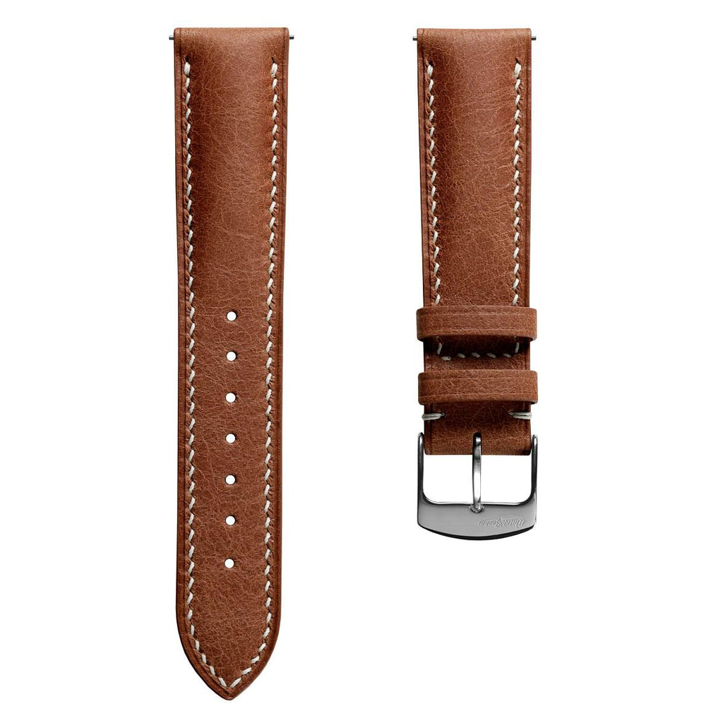 Lerano Toscana Luxe Gepolstertes Lederarmband für Uhren - Cognac