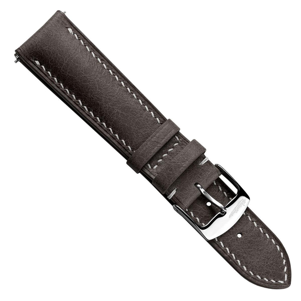 Lerano Tuscan Luxurious Padded Leather Watch Strap - Elegant Dark Brown