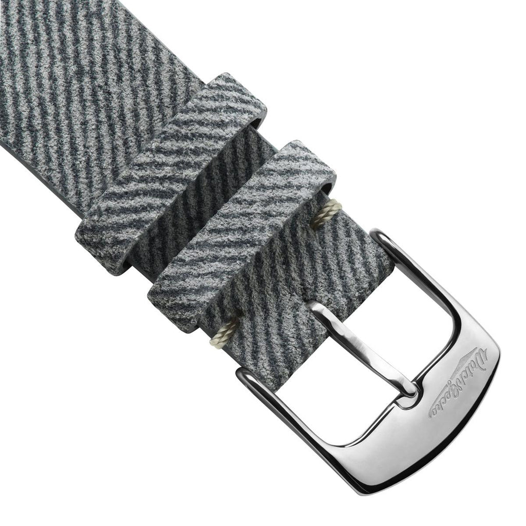 Bracelet de montre en cuir véritable avec design en denim V-Stitch - Gris élég Antenez