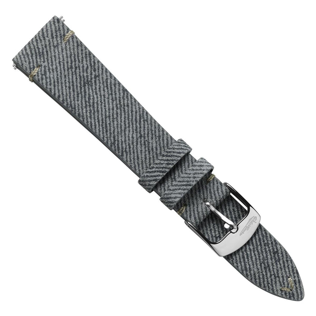 Bracelet de montre en cuir véritable avec design en denim V-Stitch - Gris élég Antenez