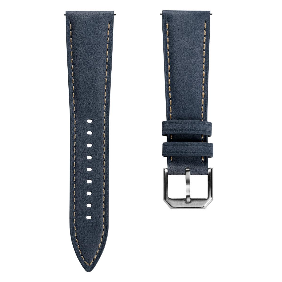 Bracelet de montres en cuir véritable rembourré Whitby – Bleu pastel raffinée