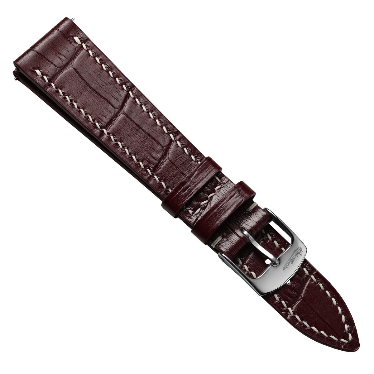 Arnem Handgenähtes Armband aus Kalbsleder mit Alligator-Muster in Kastanienbraun