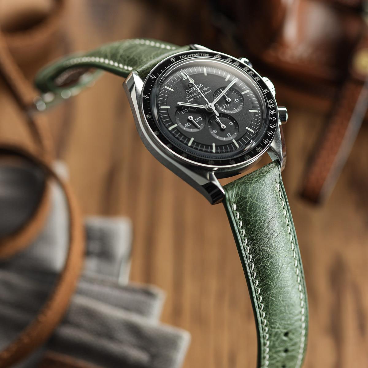 Lerano Tuscan Lederarmband mit Polsterung in elegantem Grün
