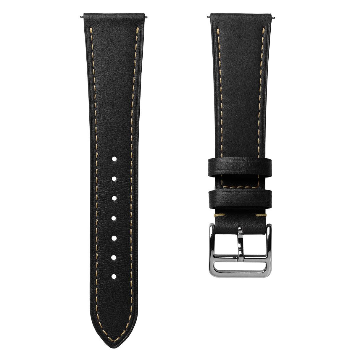 Brixham Flat Lederarmband für Uhr - Elegantes Schwarz