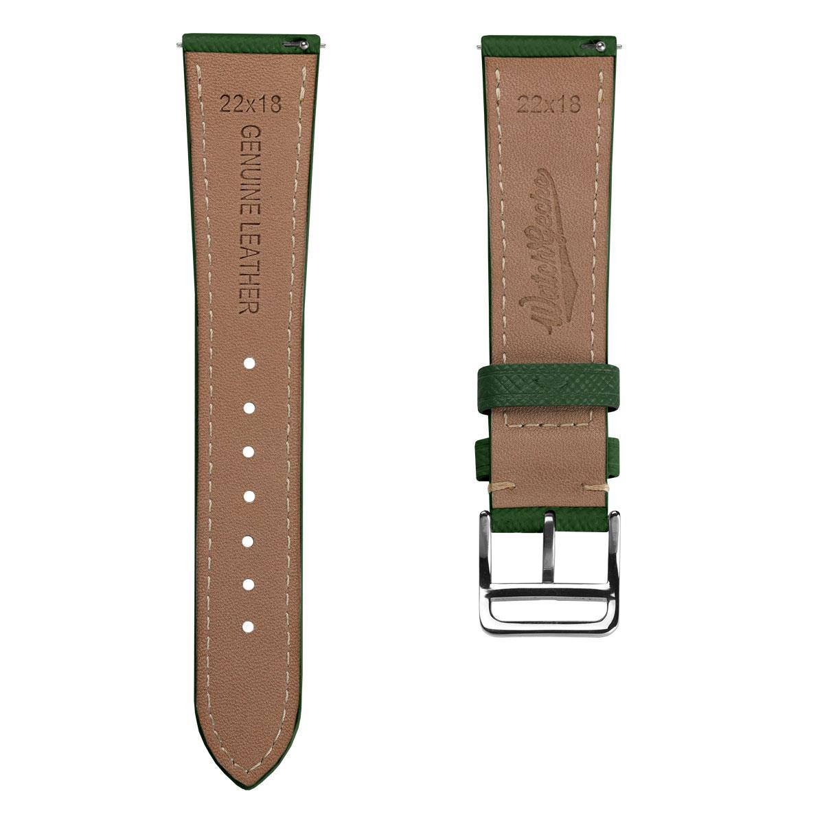 Brème Brixham en cuir saffiano avec boucle Jasper Vert - Bracelet de montre élégant