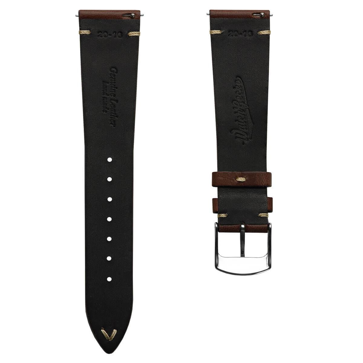 Genuine Horween Chromexcel® V-Stitch Leather Watch Strap - Chromexcel Dark Brown