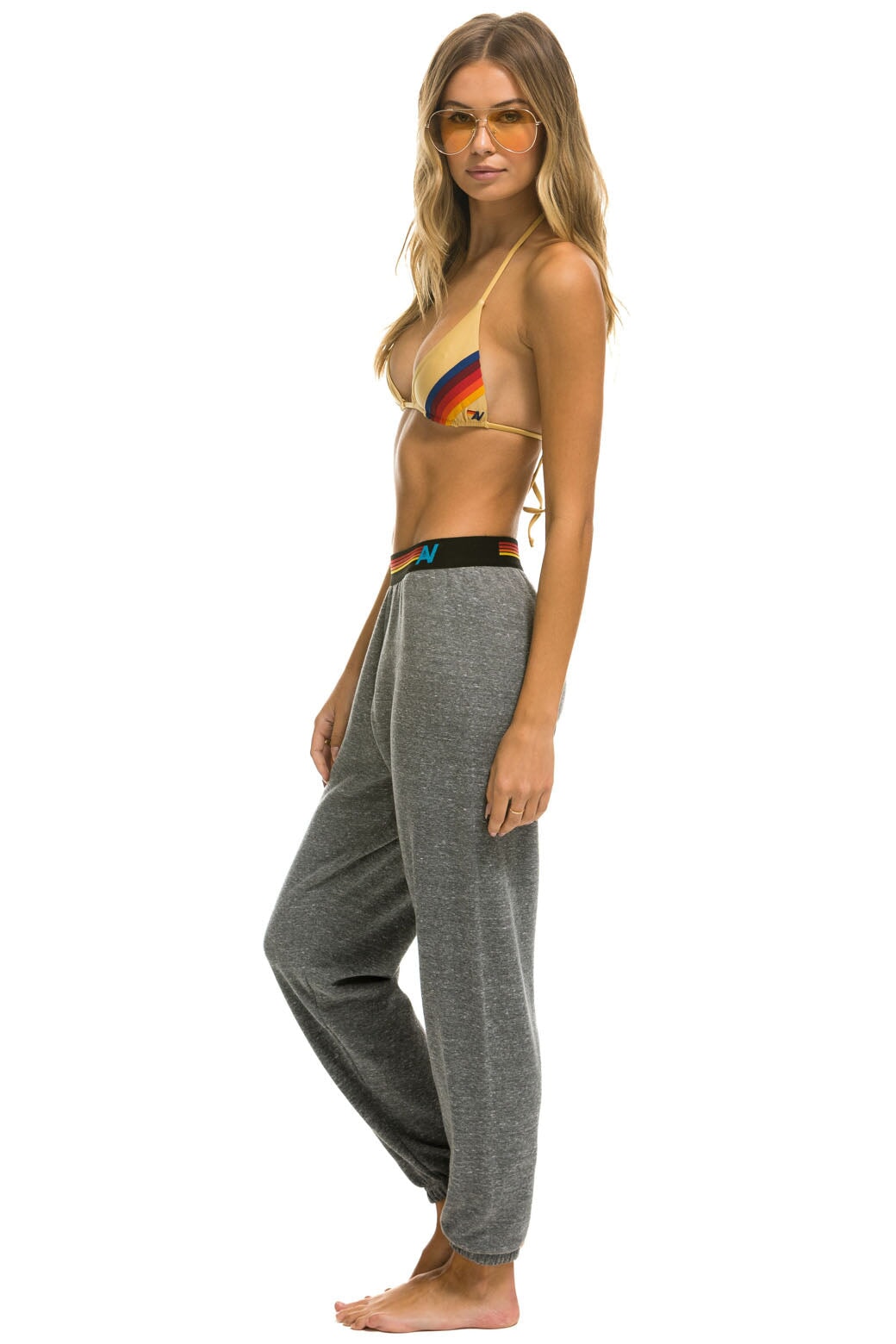 LOGO STRIPE SWEATPANTS - HEATHER GREY