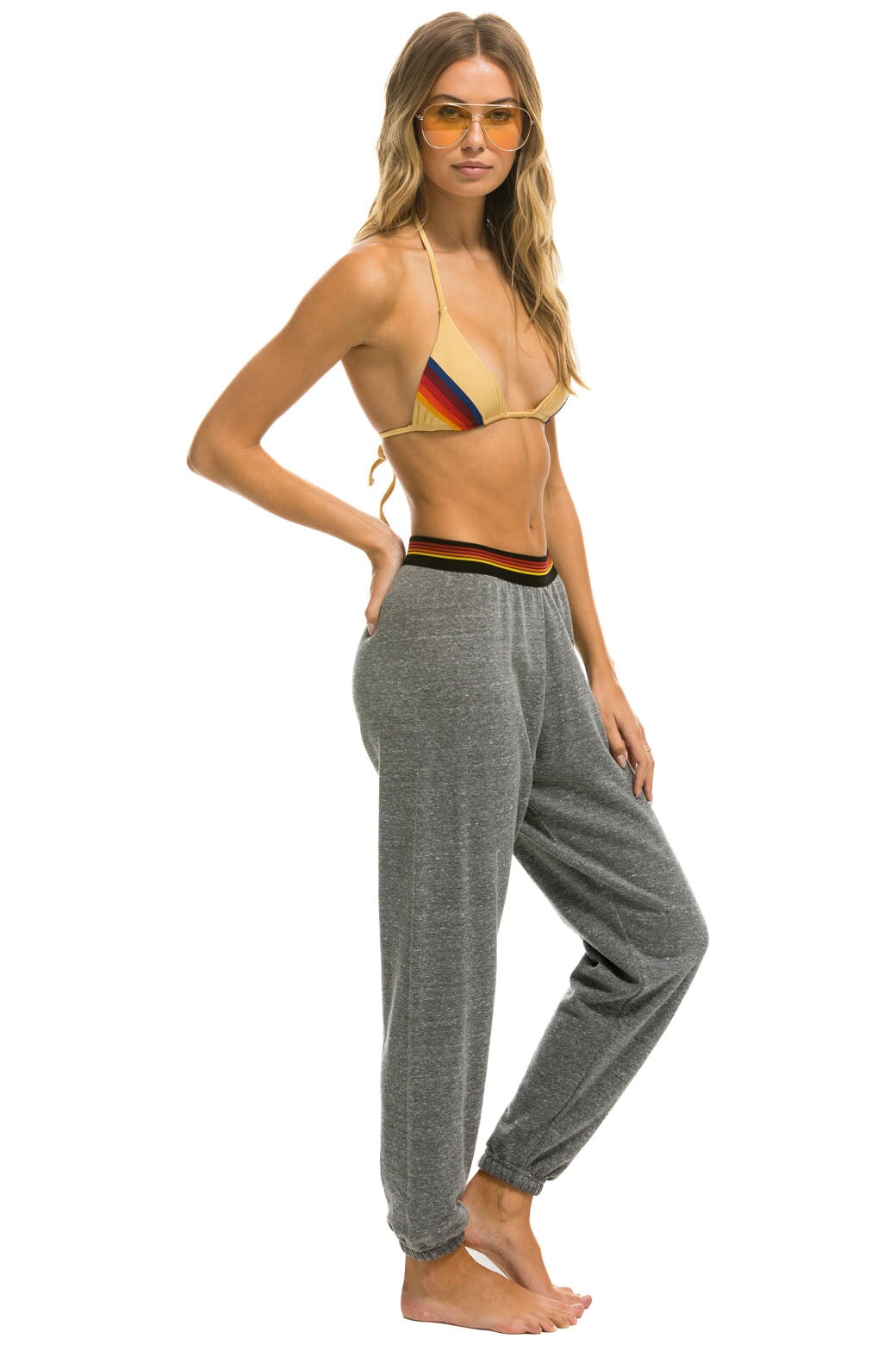 LOGO STRIPE SWEATPANTS - HEATHER GREY