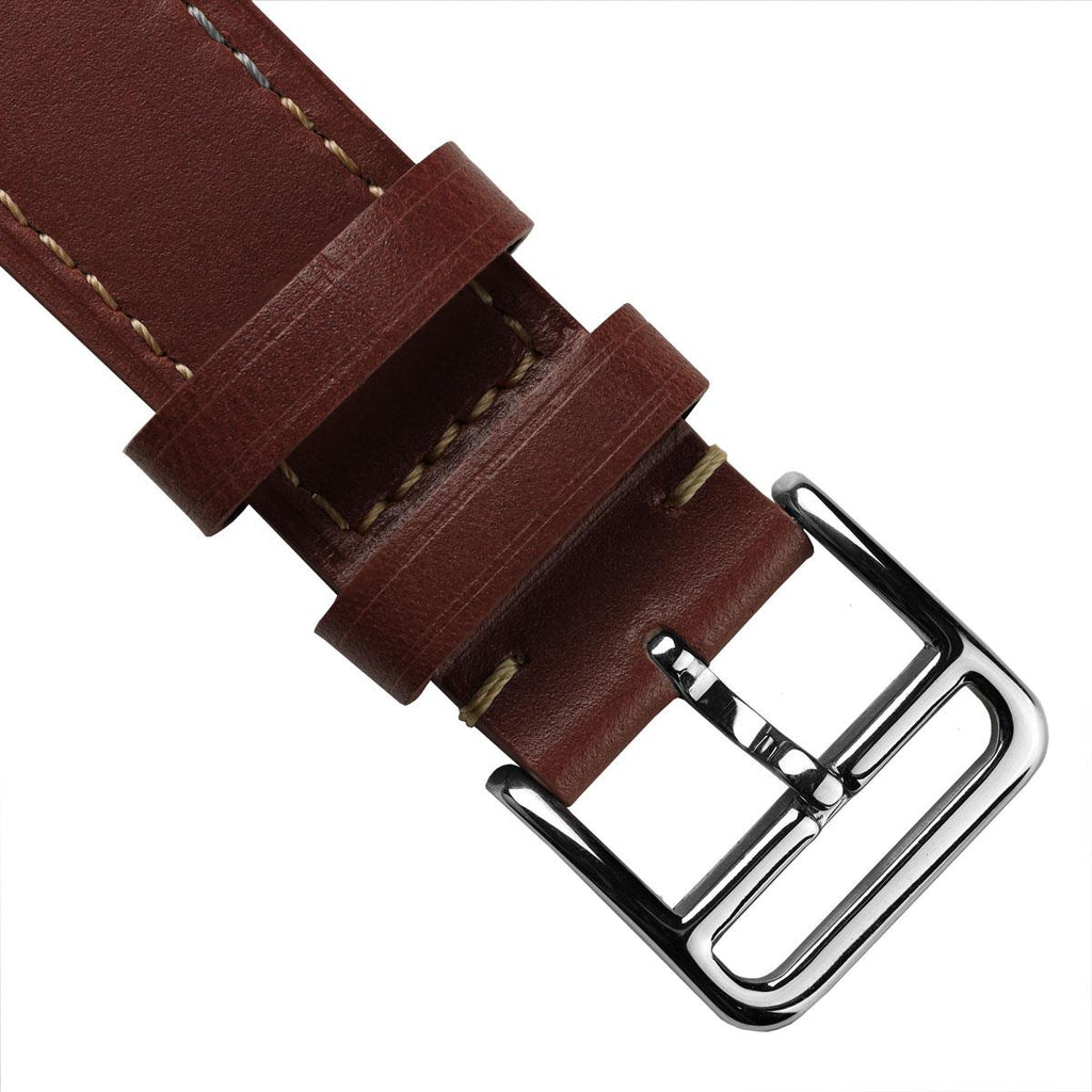 Brixham Flat Leather Watch Strap - Timeless Chestnut Brown for Sophisticated Style