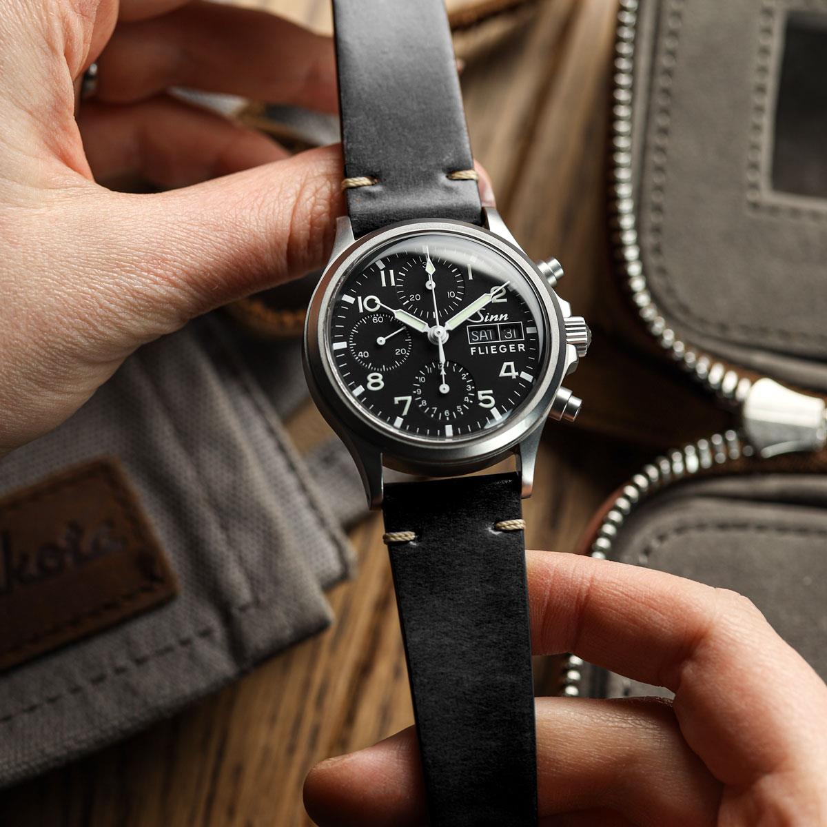 Cromford Horween Shell Cordovan Leather Watch Strap - Black