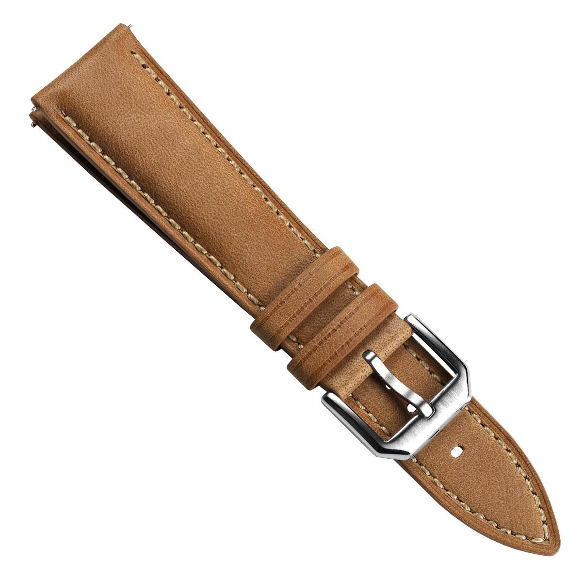 Bracelet en cuir véritable padded Whitby - Taille pastel cognac élégante