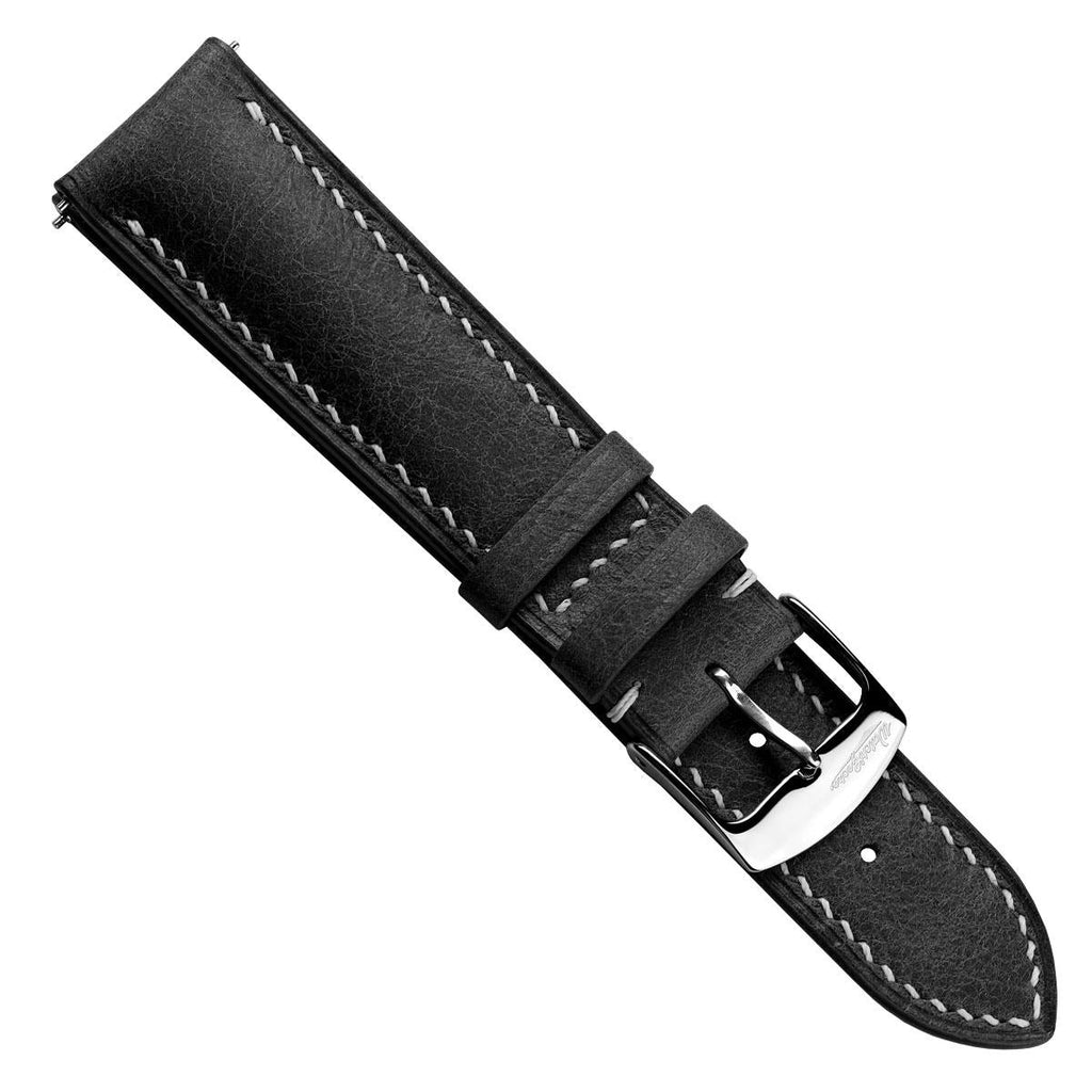 Lerano Tuscan Luxe Padded Leather Watch Strap - Elegant Black