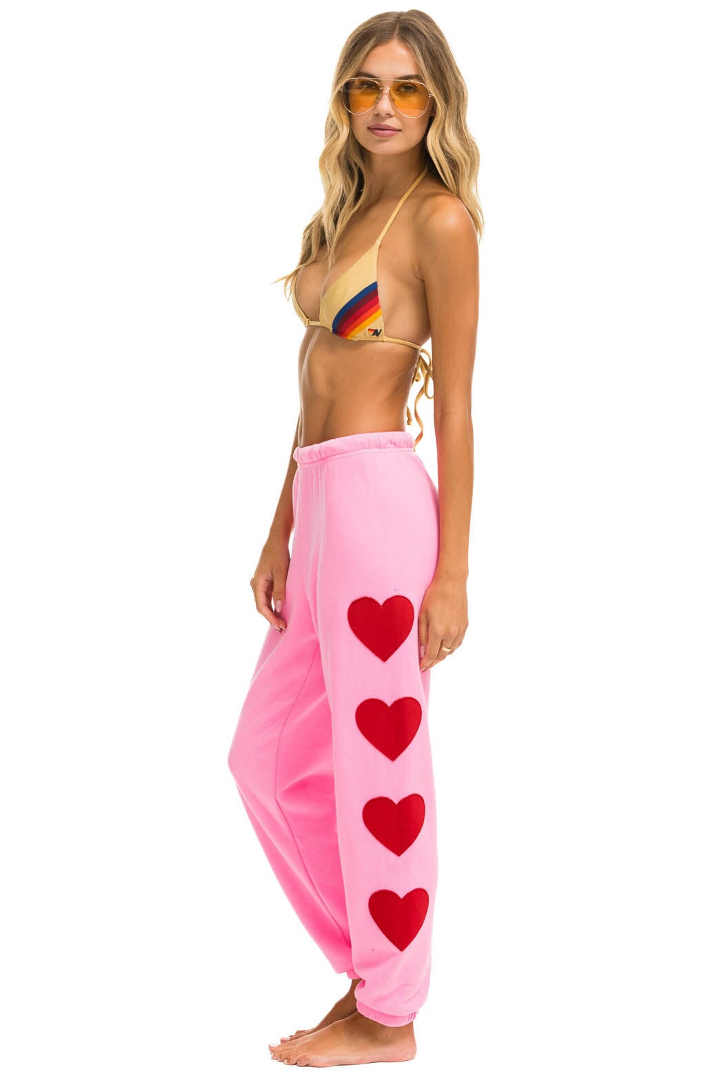 HEART STITCH 4 SWEATPANTS - NEON PINK