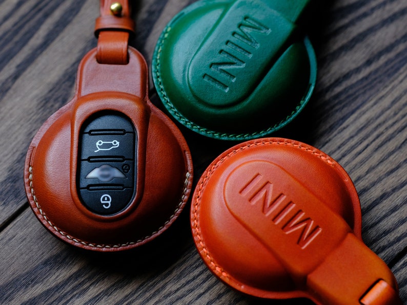 Personalized Leather Key Cover For Mini Cooper Countryman, Clubman, 3 Doors, 5 Doors ... Mini Cooper Key Fob Cover, Mother's Day Gifts