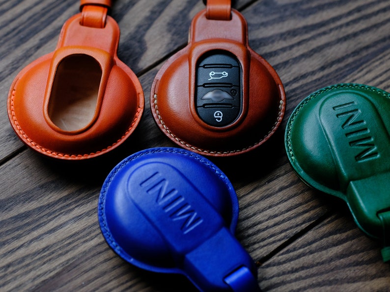 Personalized Leather Key Cover For Mini Cooper Countryman, Clubman, 3 Doors, 5 Doors ... Mini Cooper Key Fob Cover, Mother's Day Gifts