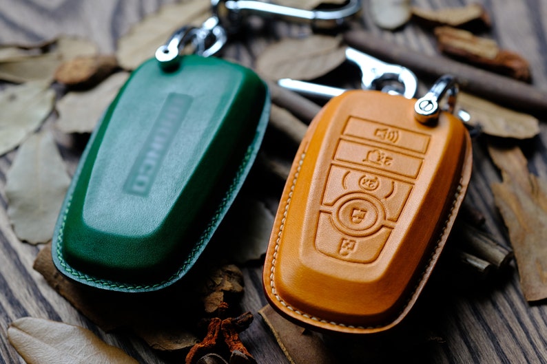 Leather Key Fob Cover For Ford Bronco, Ford Bronco Key Case, Bronco Keychains, Gift for Him, Father's Day Gift
