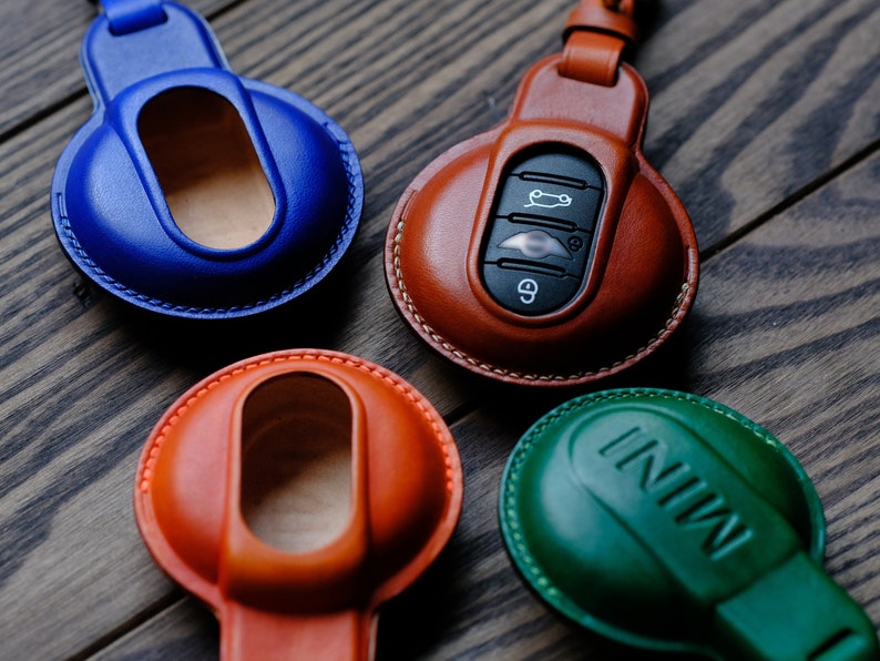 Personalized Leather Key Cover For Mini Cooper Countryman, Clubman, 3 Doors, 5 Doors ... Mini Cooper Key Fob Cover, Mother's Day Gifts