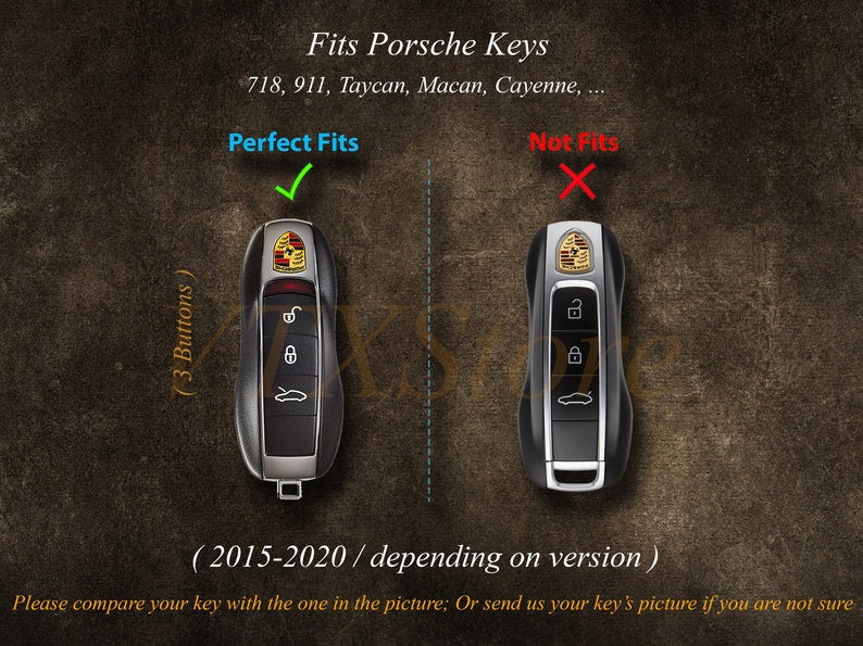 Porsche Taycan Macan 911 718 Cayenne ... Key Fob Cover, Personalized Leather Key Case For Porsche, Gift For Her, Birthday Gifts