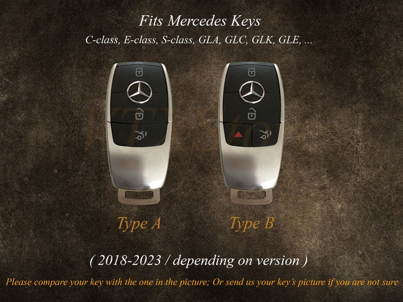 ปลอกกุญแจรีโมท Mercedes E-Class, กล่องกุญแจหนังทำมือสำหรับ Mercedes S-Class A-Class C-Class G-Class, ของขวัญสำหรับคุณพ่อ