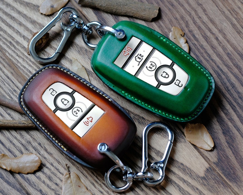 BRONCO Key Fob Cover| Leather Key Fob Cover| 3 4 5 Buttons| Remote Key Case| Gift for Him| Father's Day Gift| Personalized Name Card