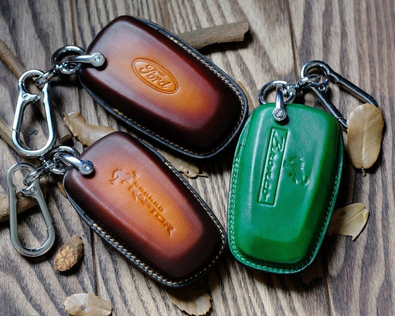 BRONCO Key Fob Cover| Leather Key Fob Cover| 3 4 5 Buttons| Remote Key Case| Gift for Him| Father's Day Gift| Personalized Name Card