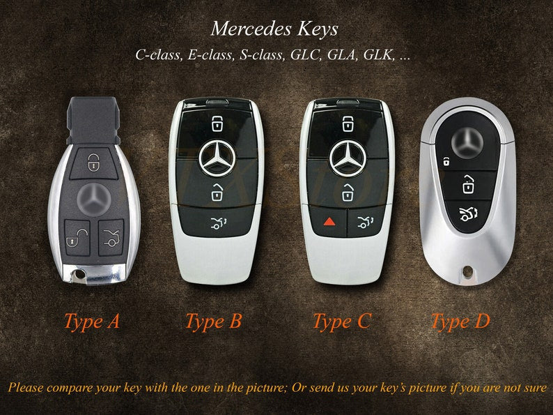 ปลอกหุ้มกุญแจรถ Mercedes ทุกรุ่น, เคสกุญแจหนังสำหรับ Mercedes C E G M R S SL, ของขวัญสำหรับเขา, ของขวัญวันพ่อ, ของขวัญสั่งทำพิเศษ