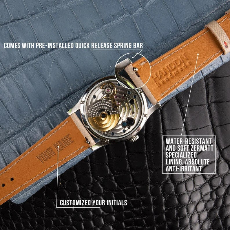 Tricolor Yellow Epsom Leather Watch Strap ,Tricolor Yellow Epsom Handmade Watch Strap, Epsom Strap Watch 16mm 18mm 19mm 20mm 21mm
