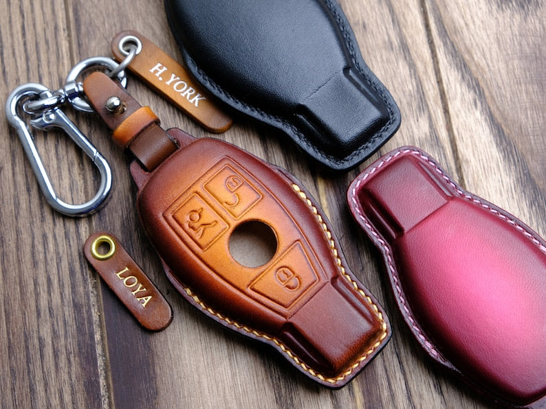 ผ้าหุ้มรีโมทรถยนต์ Mercedes C-Class, กล่องใส่กุญแจหรูสำหรับ C-Class S-Class E-Class G-Class GLC GLK, อุปกรณ์เสริม Mercedes Benz, ของขวัญส่วนบุคคล