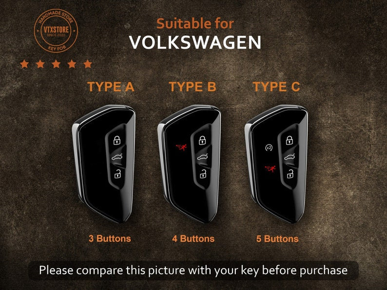 Leather Key Case For Volkswagen Id.4 Id.3, Fits Models VW Golf MK8 GTI Golf 8, Seat Leon (MK4), Seat Tarraco, Seat Ateca, Skoda Octavia