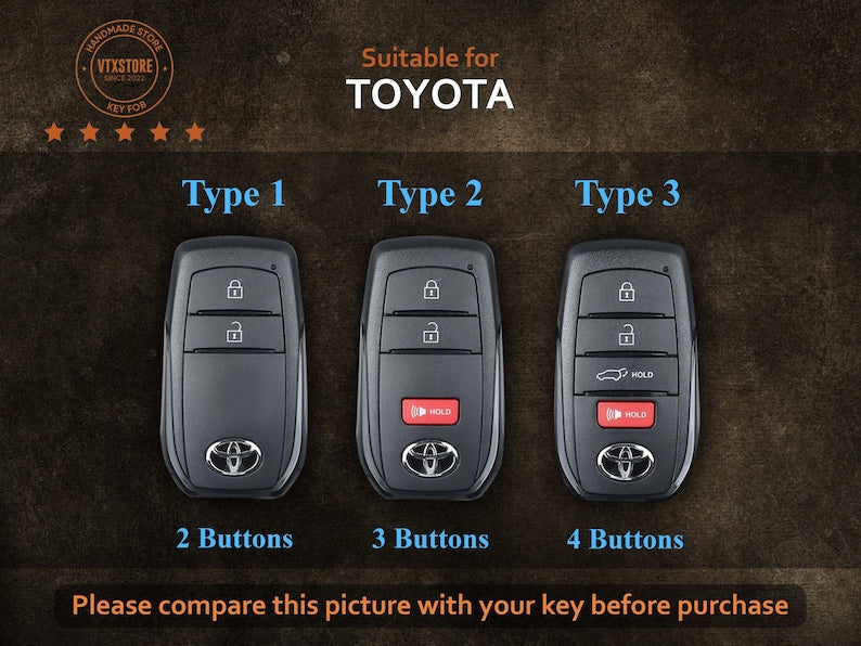 Toyota Corolla Cross Key Fob Cover (Patina), Handcarft Leather Key Case For Toyota Land Cruiser, Personalized Leather Keychain Initials Tag