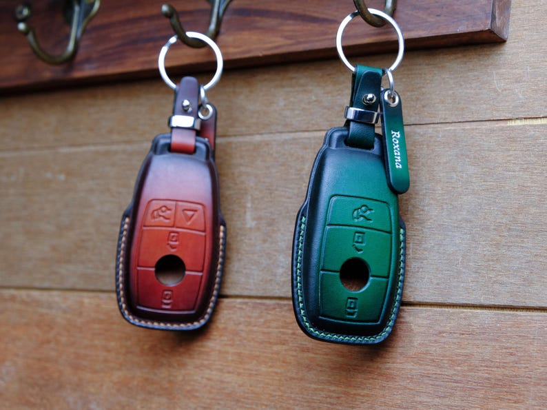 ปลอกกุญแจรีโมท Mercedes E-Class, กล่องกุญแจหนังทำมือสำหรับ Mercedes S-Class A-Class C-Class G-Class, ของขวัญสำหรับคุณพ่อ