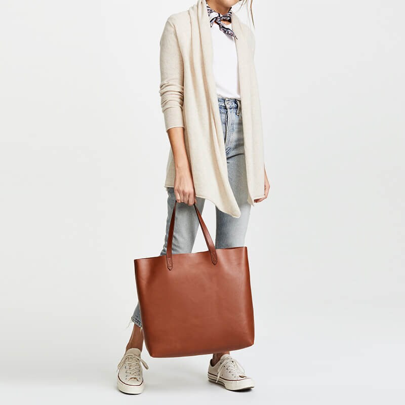 Personalized Leather Tote Bag, Monogrammed Women's Handbag
