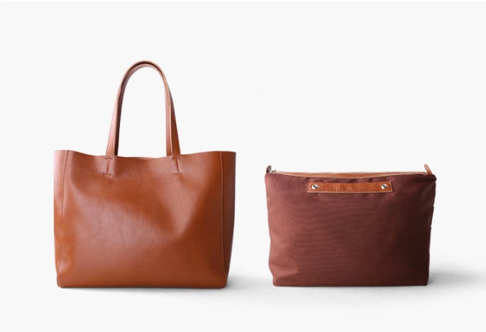 Personalized Leather Tote Bag, Monogrammed Women's Handbag