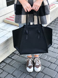 Black Leather Tote Bag: Distressed Calf, Large Work Bag