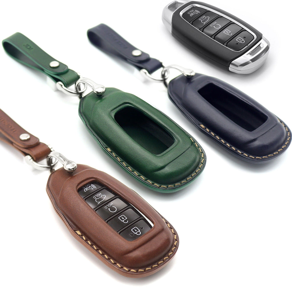 Leather Car Key Fob Cover: Hyundai Palisade, Santa Fe, Avante