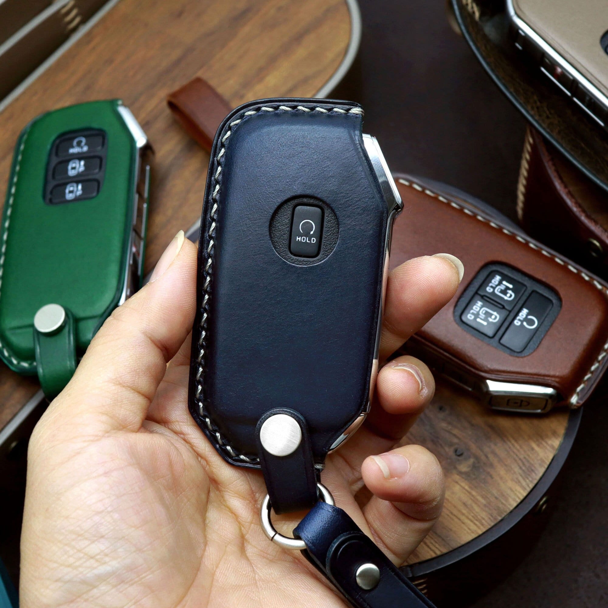Hand Stitched Leather Key Fob Cover: Kia Forte Niro Seltos Sorento Soul Sportage Telluride