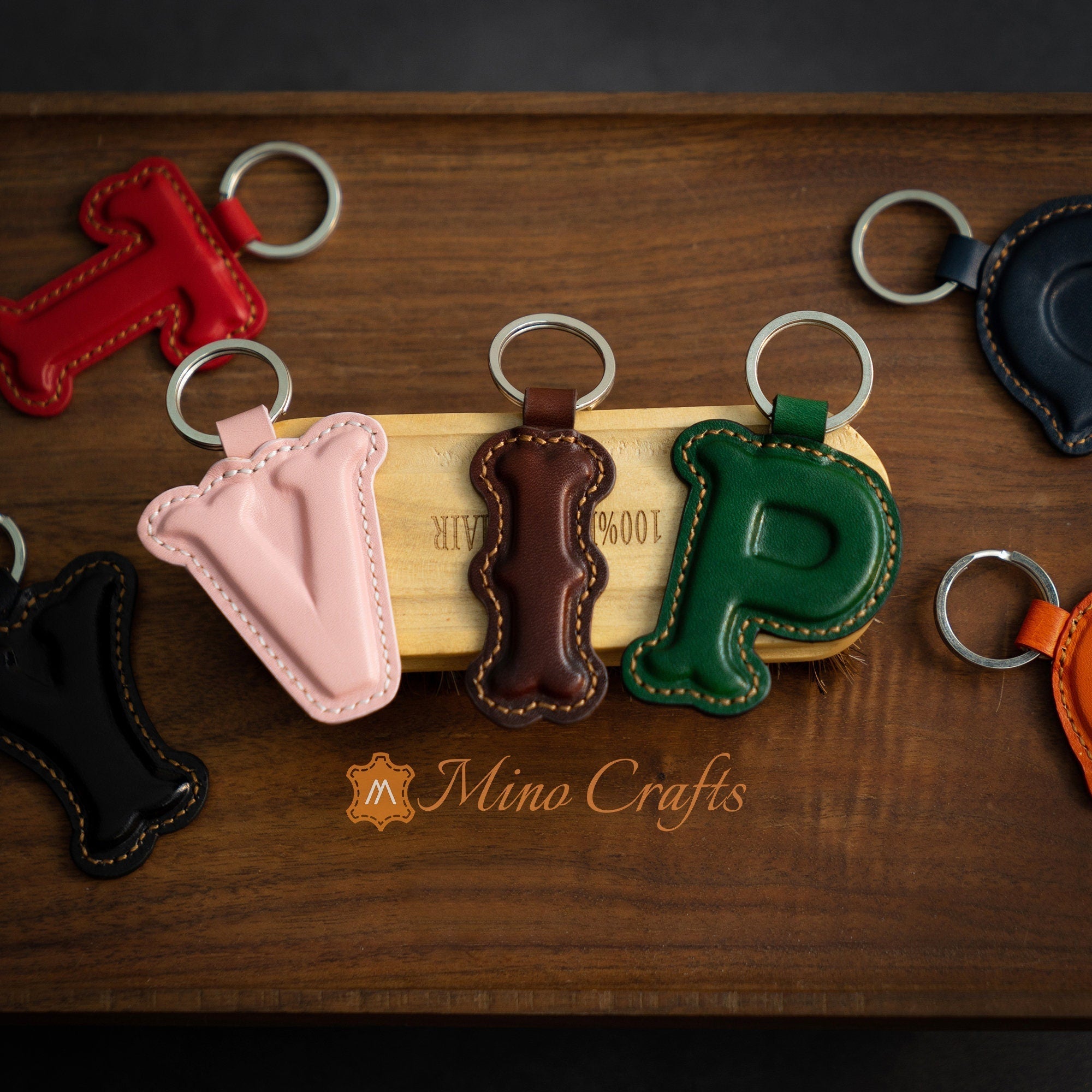 Leather Initial Charm Keychain Accessories - Handcrafted Personalized Leather Initial Piece With keyring Personalized Gift For Her