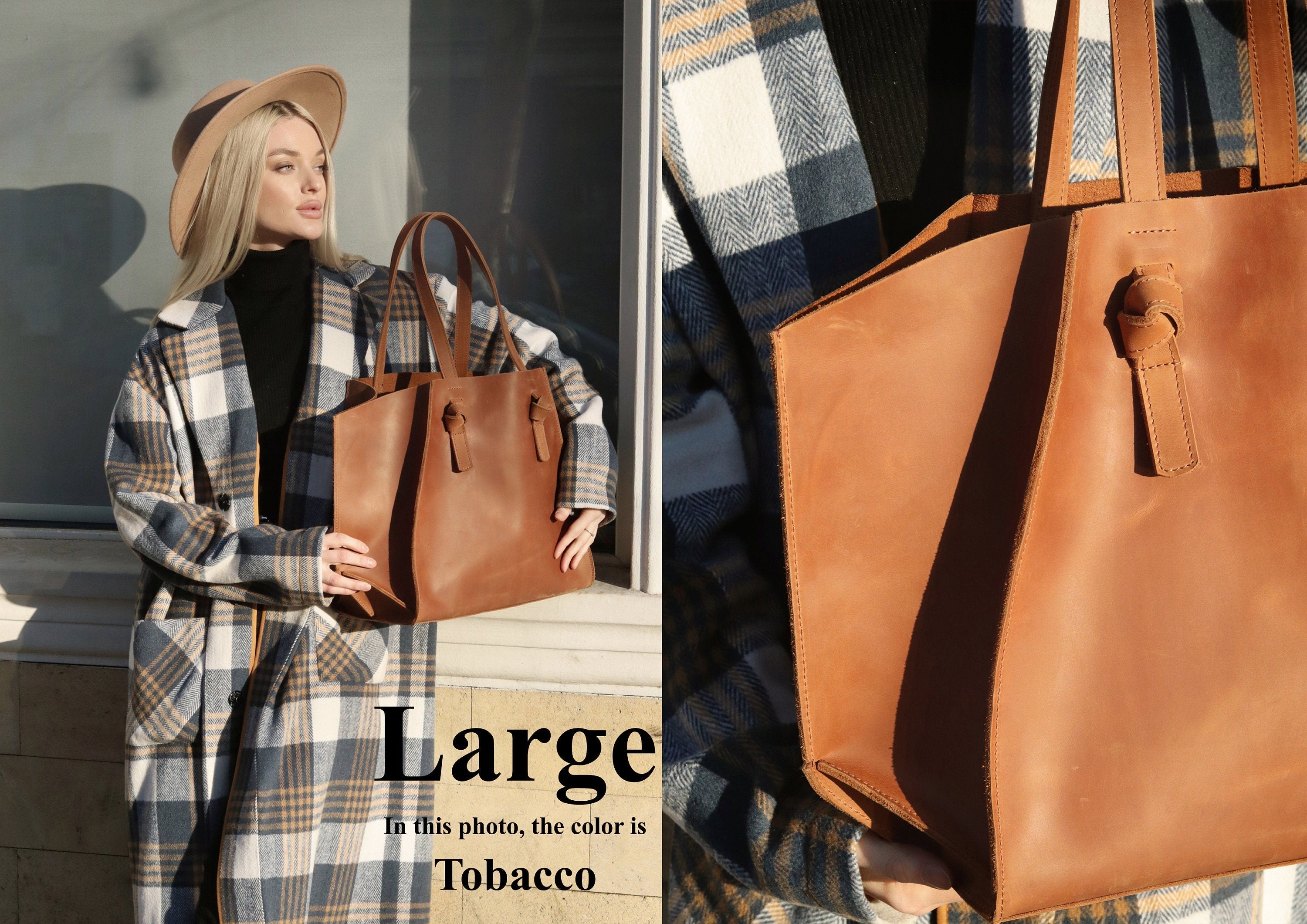 Large Leather Laptop Tote — Work &amp; Office Bag for Women, Fits 13–16" Laptop, Optional Trolley Sleeve and Pockets