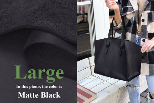 Black Leather Tote Bag: Distressed Calf, Large Work Bag