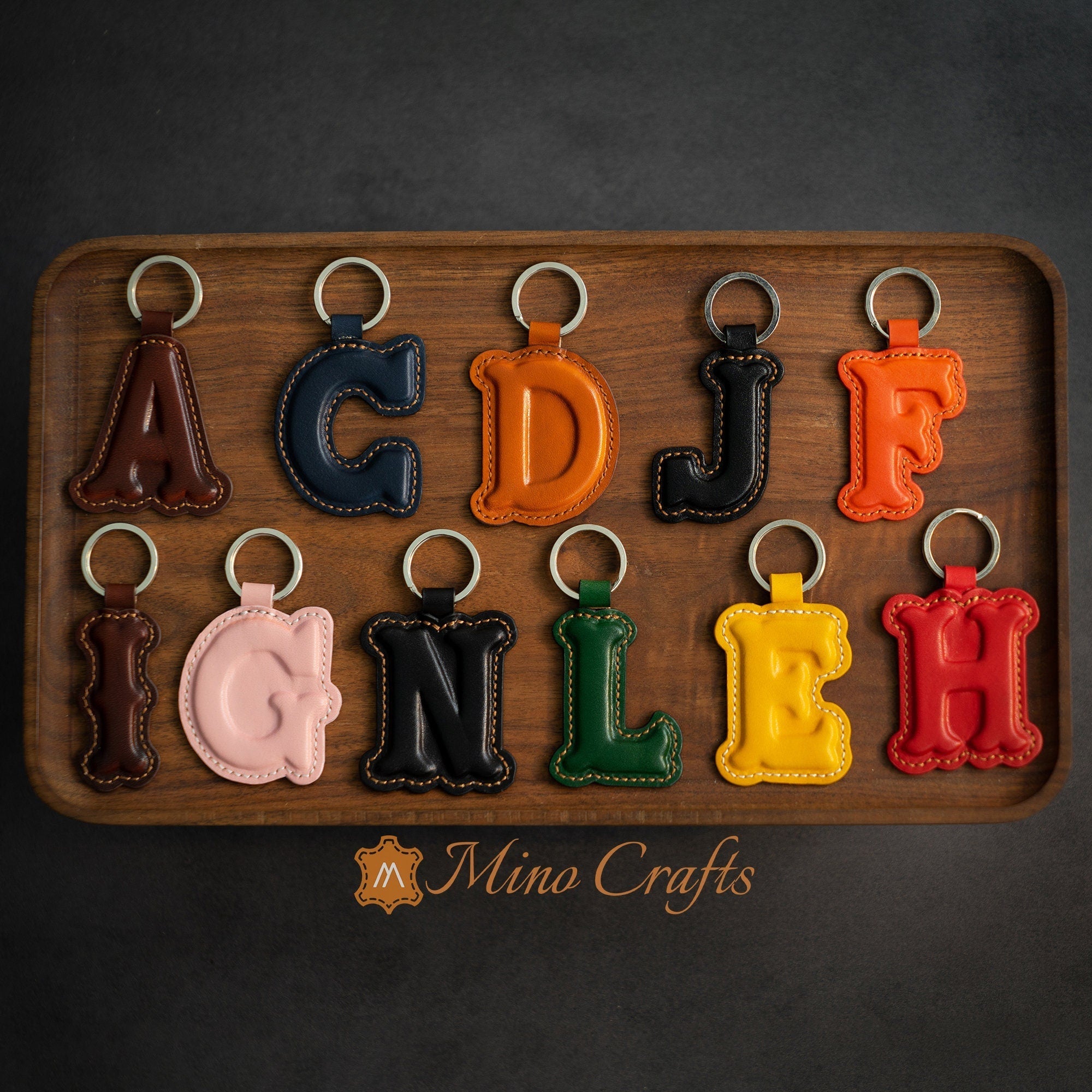 Leather Initial Charm Keychain Accessories - Handcrafted Personalized Leather Initial Piece With keyring Personalized Gift For Her