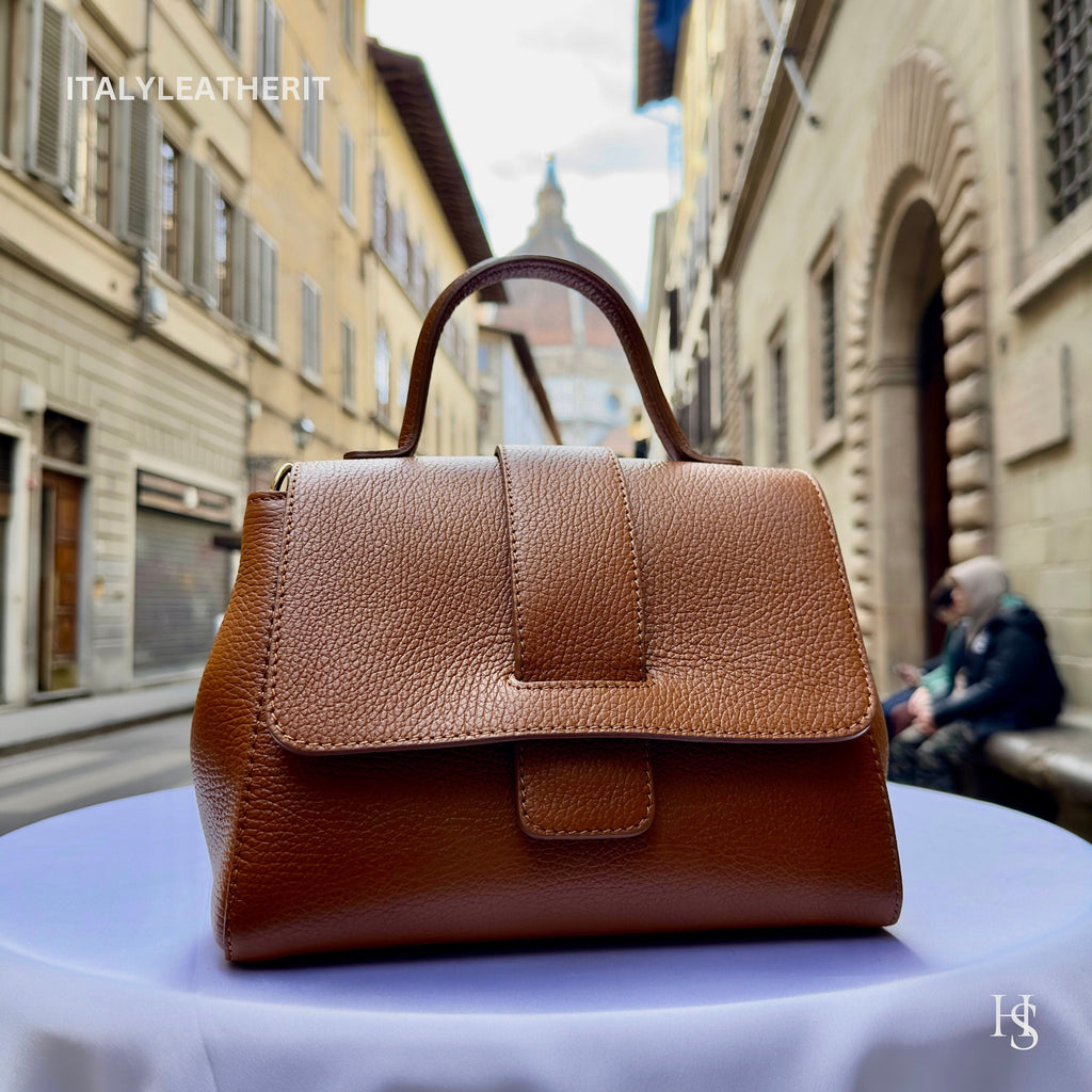 Italian Handmade Leather Bags For Women, Elegant brown purse, Made in Italy