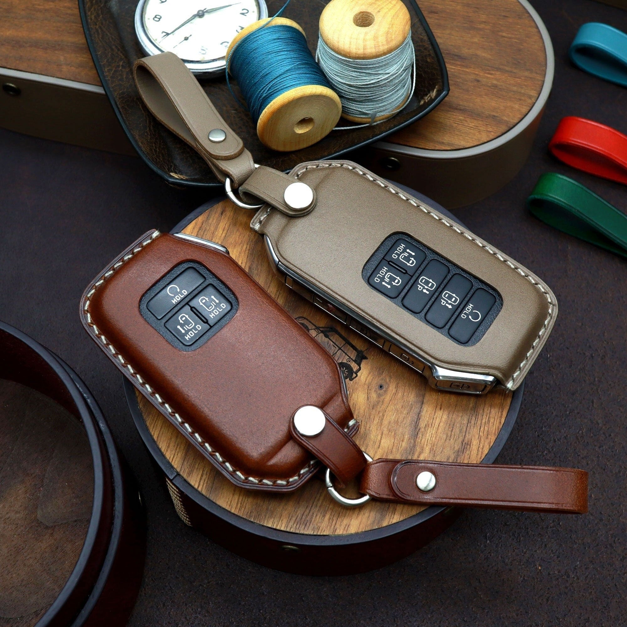 Buttero Leather KIA Key Fob Cover: Hand-Stitched, Vegetable Tanned