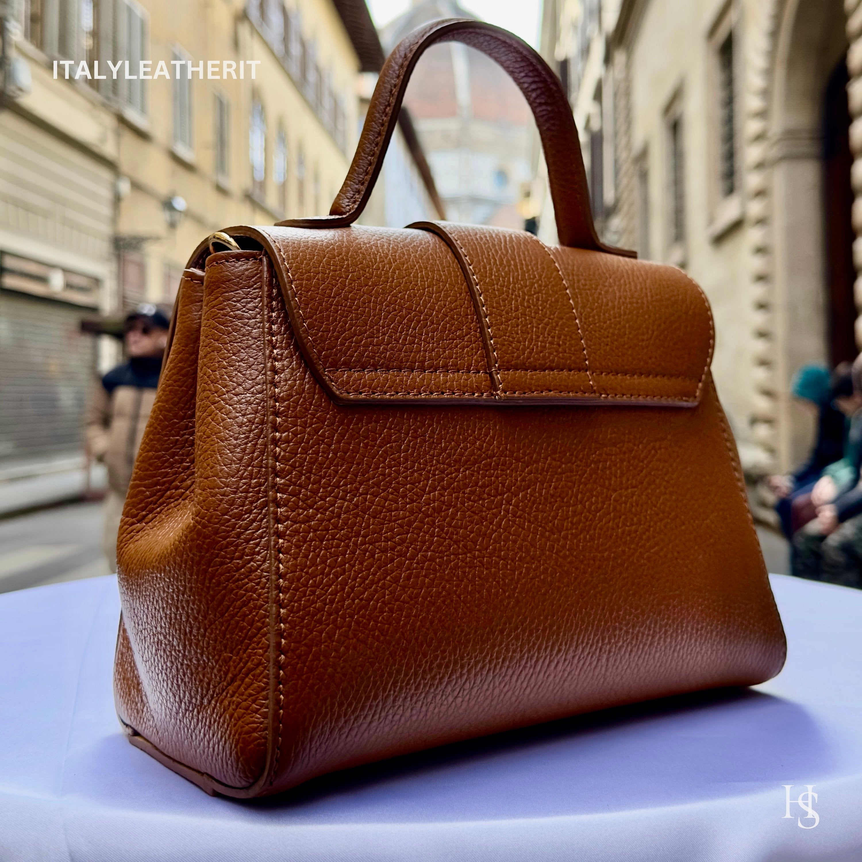 Italian Handmade Leather Bags For Women, Elegant brown purse, Made in Italy