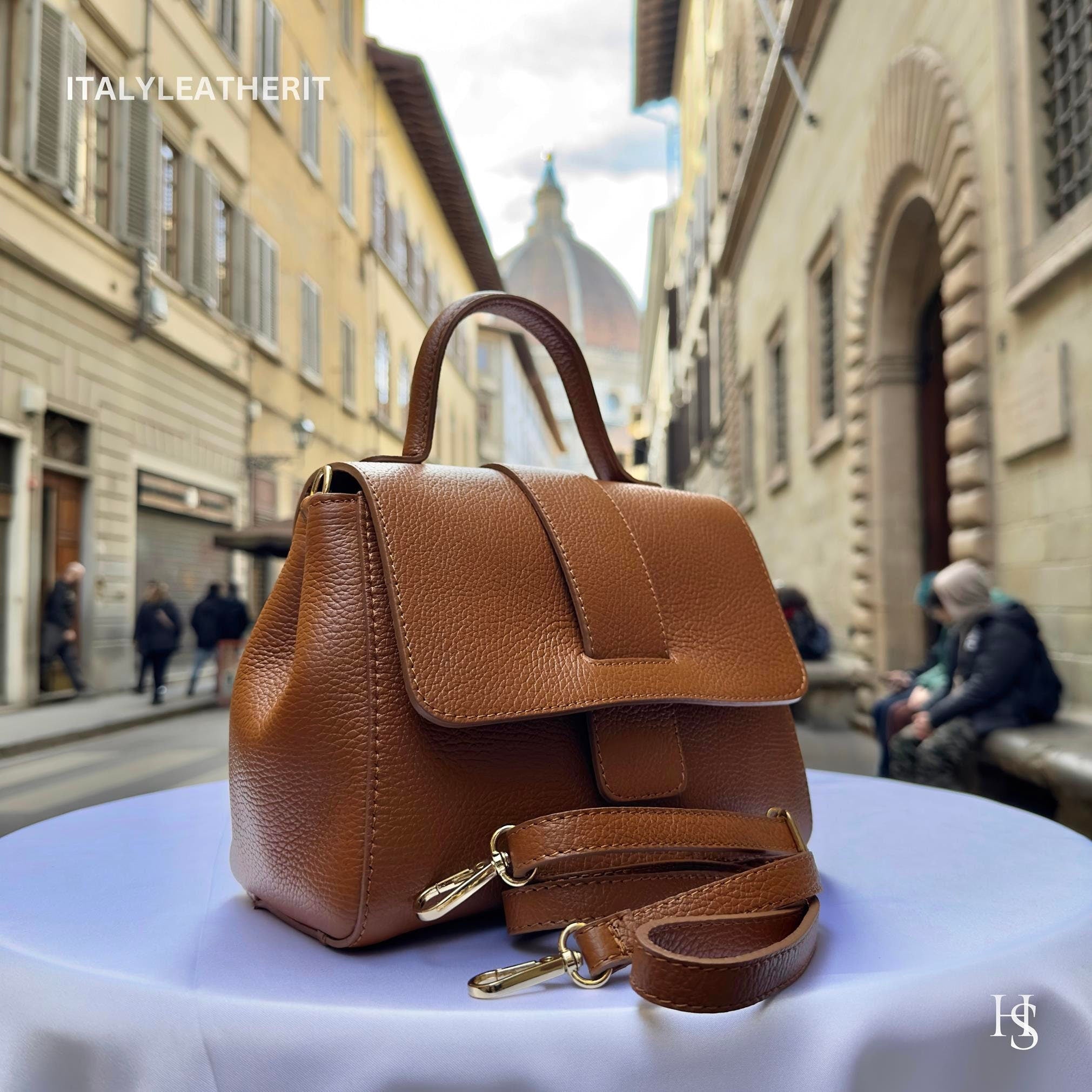 Italian Handmade Leather Bags For Women, Elegant brown purse, Made in Italy