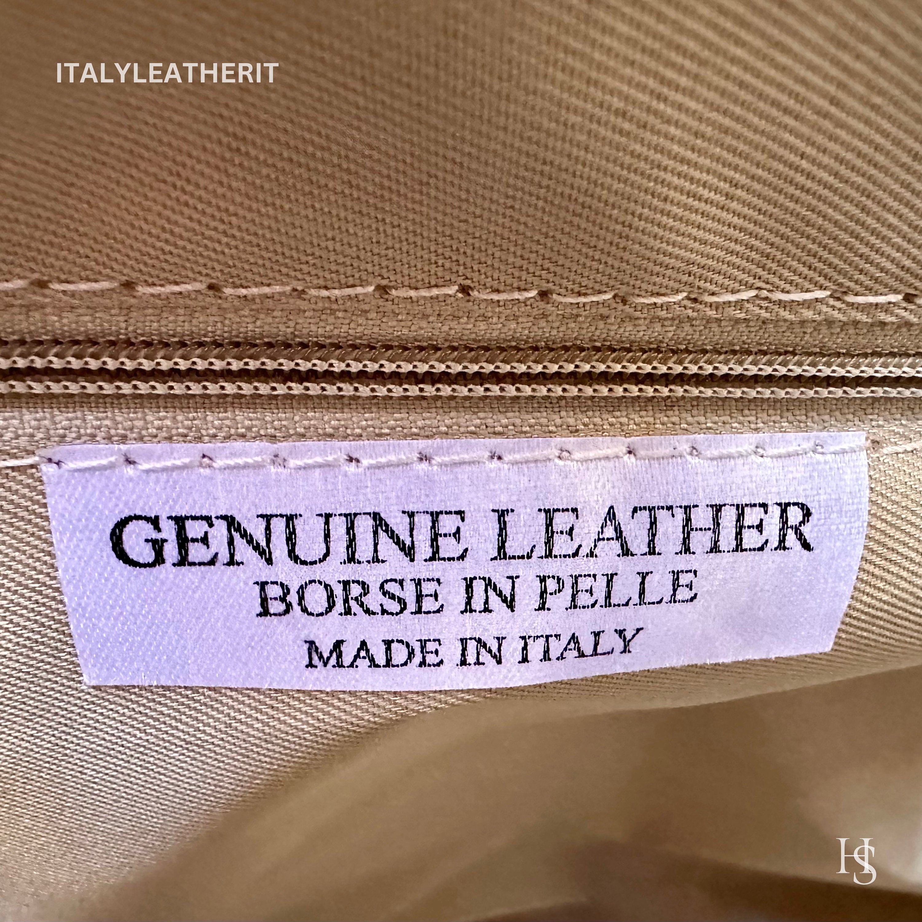 Italian Handmade Leather Bag For Woman Tote From Florence, Green Color, with Lock