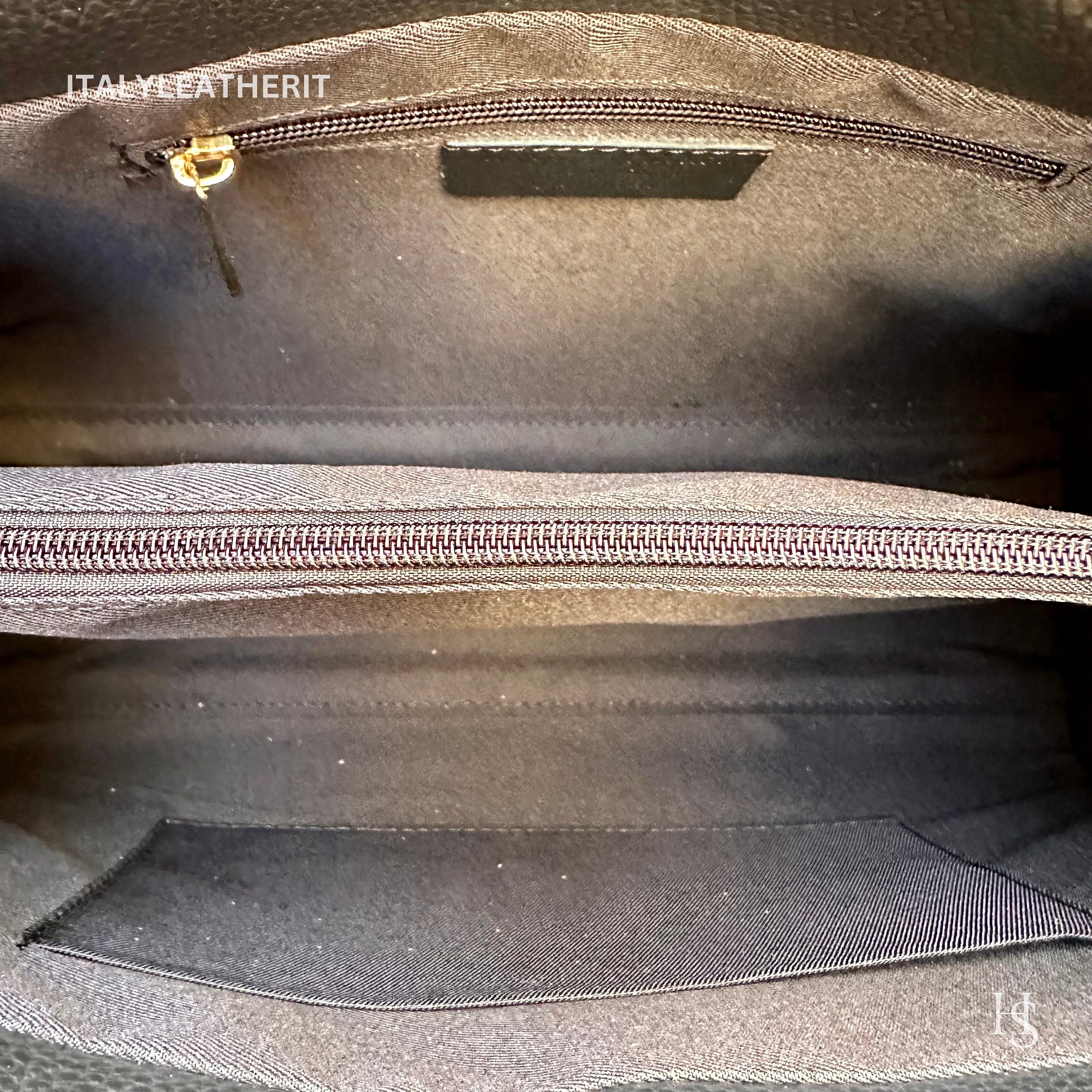 Italian Handmade Leather Tote Bag | Made in Italy,  Black Genuine Leather Purse for Women