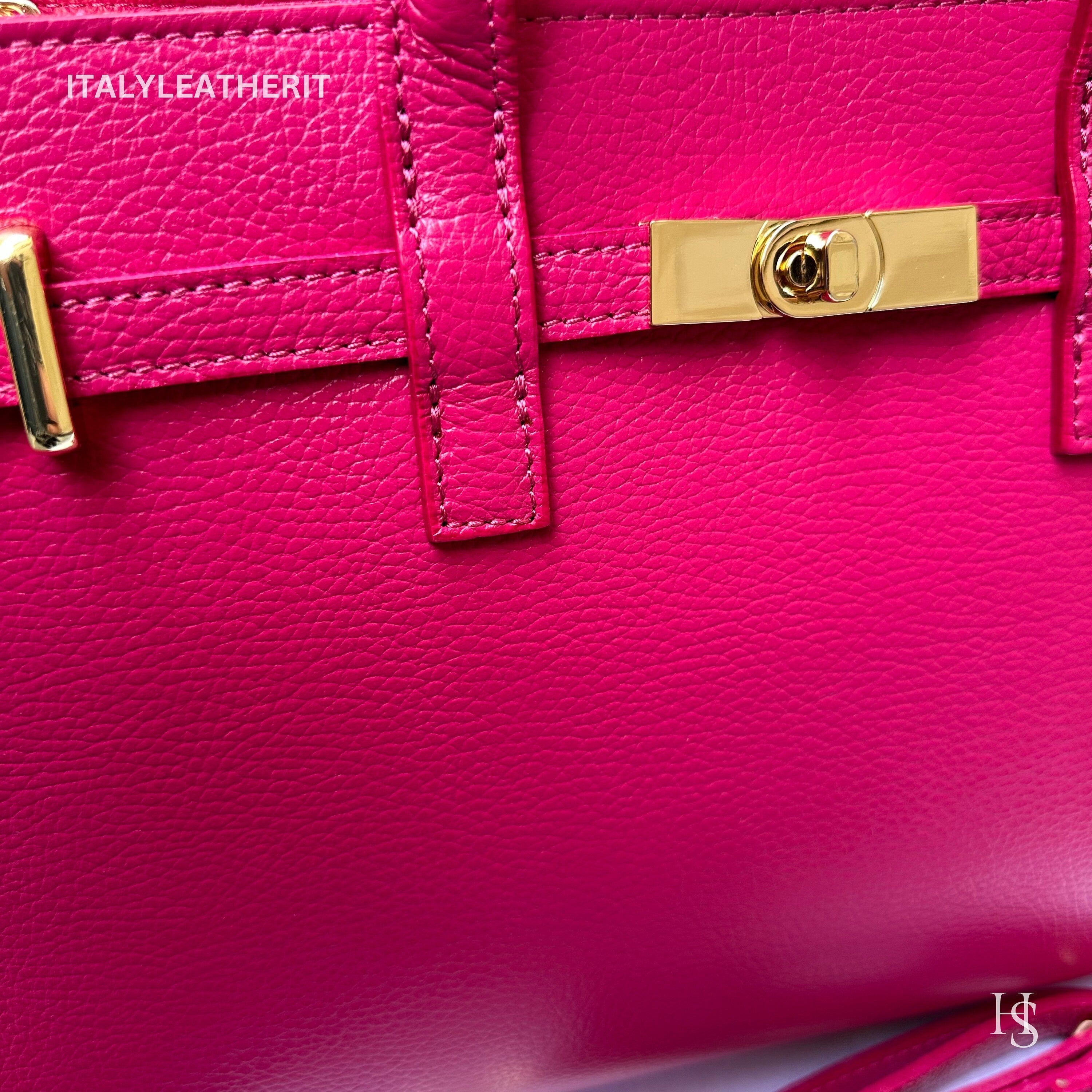 Italian Handmade Leather Tote Bag for Women, Made in Italy, Fuchsia