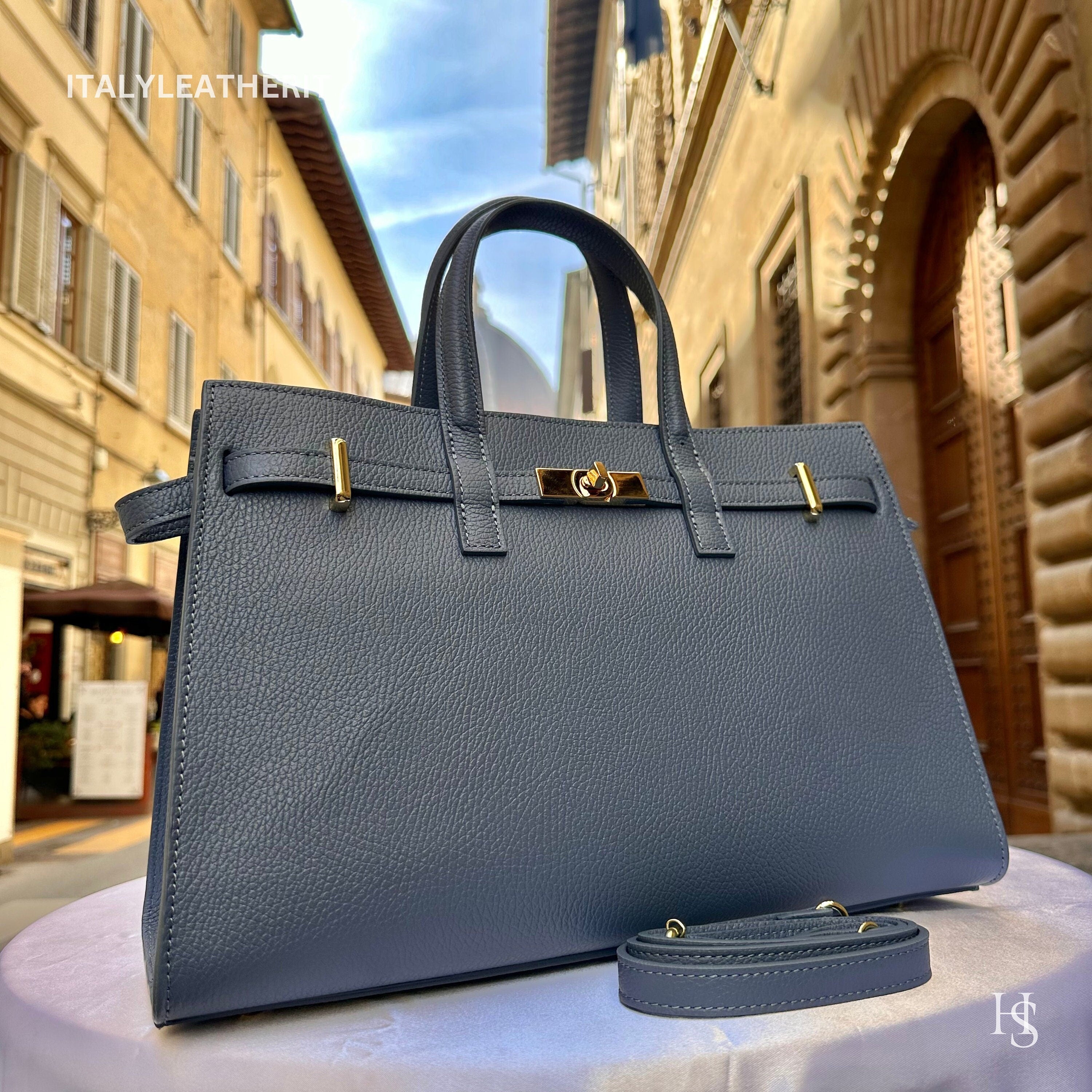 Italian Handmade Leather Bags for Women Purse from Florence, tote handbag, gold hardware