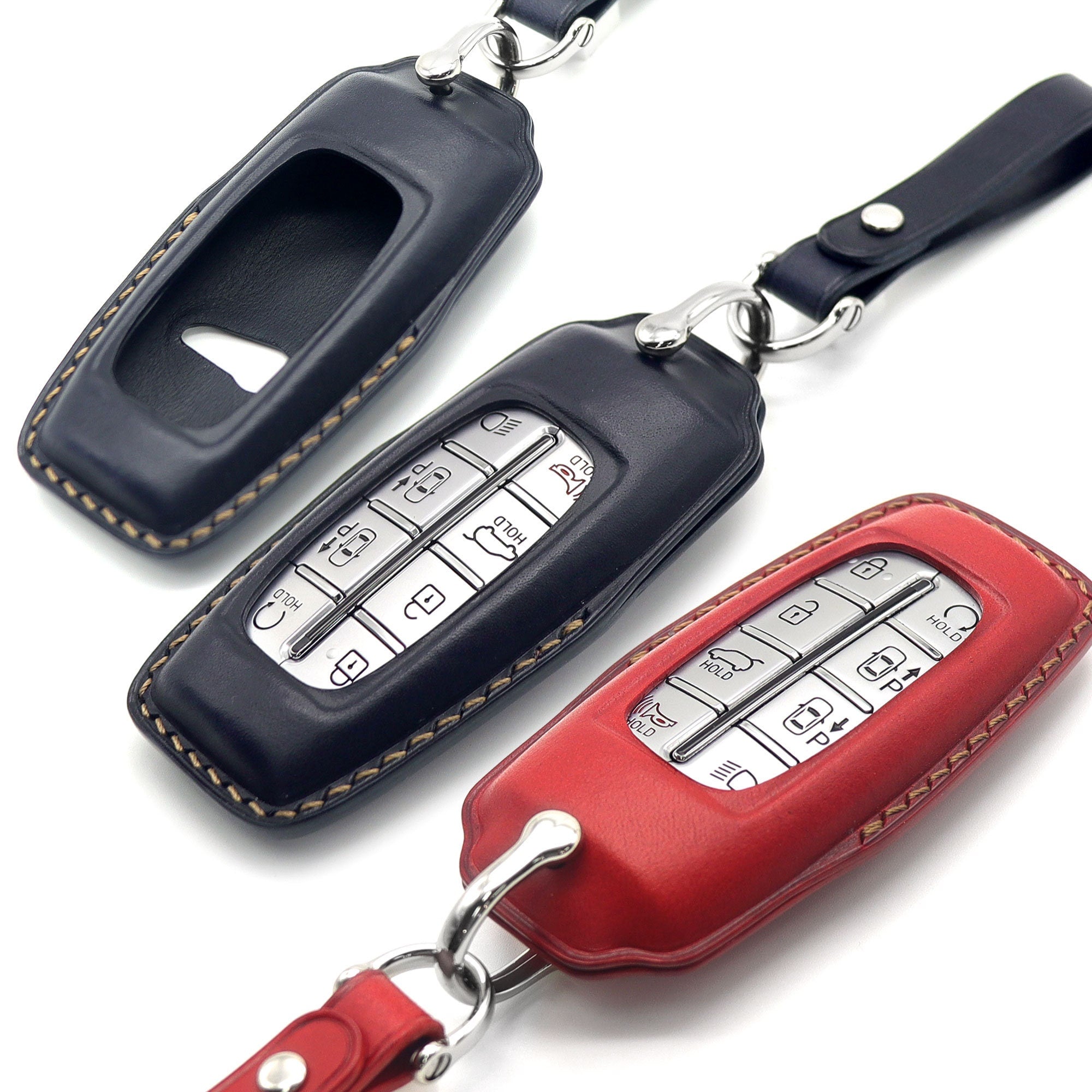 Leather Key Fob Cover: Genesis, Hyundai Smart Key Case